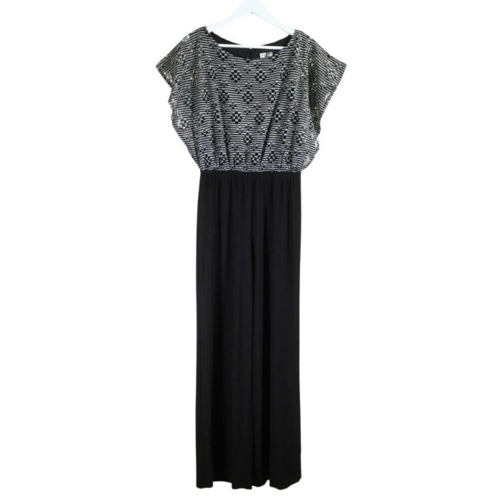 Emma & Michelle Women's Jumpsuit Flutter Sleeves Stretch Belted Pants Medium NWT - Picture 2 of 11